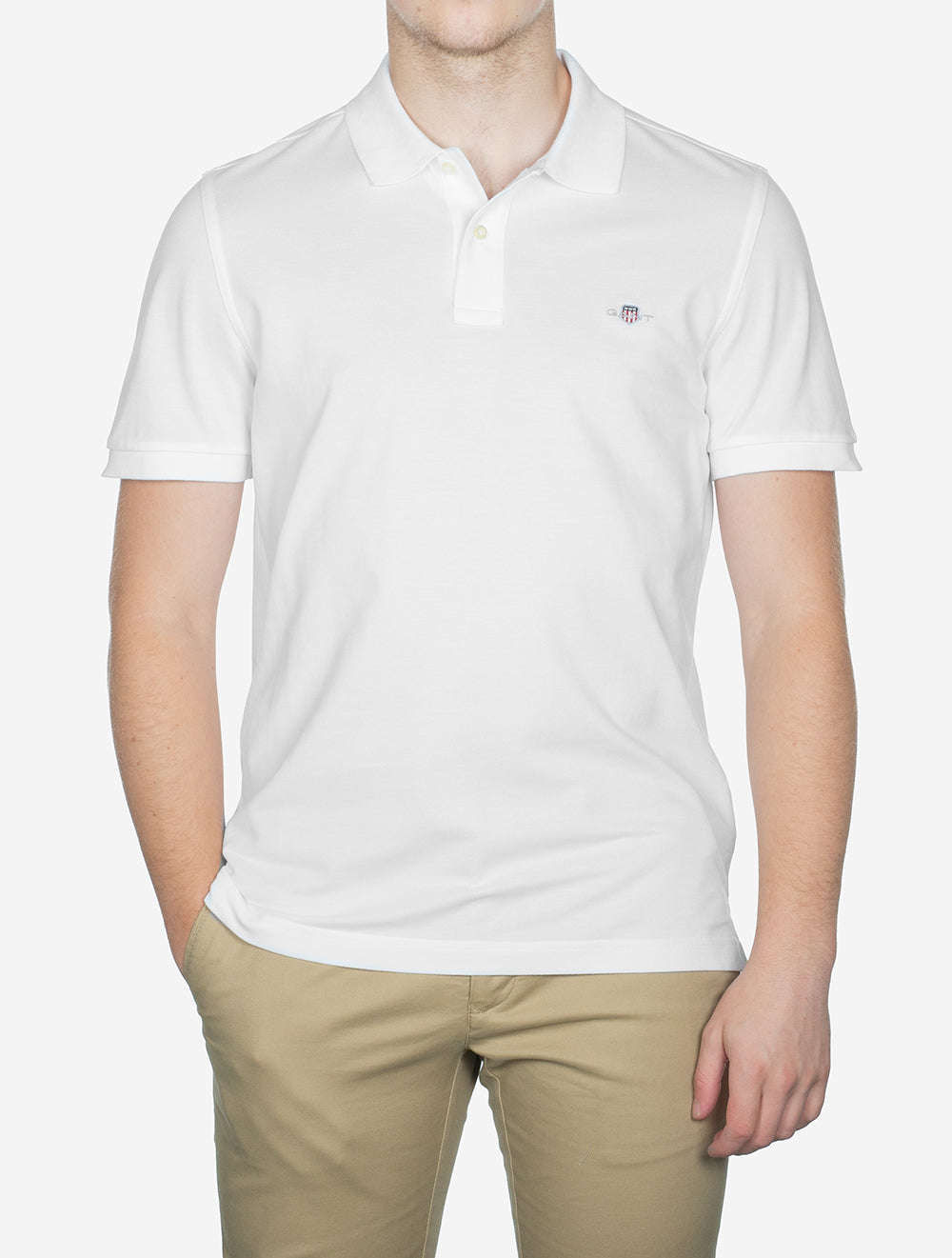 Regular Shield Short Sleeve Piqué Polo White