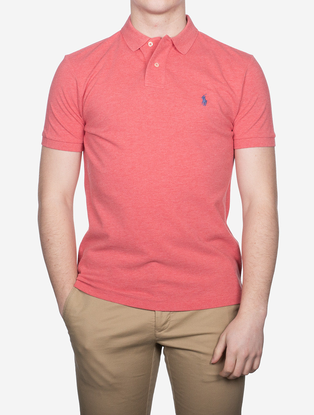 Custom Slim Fit Polo Shirt Coral Red
