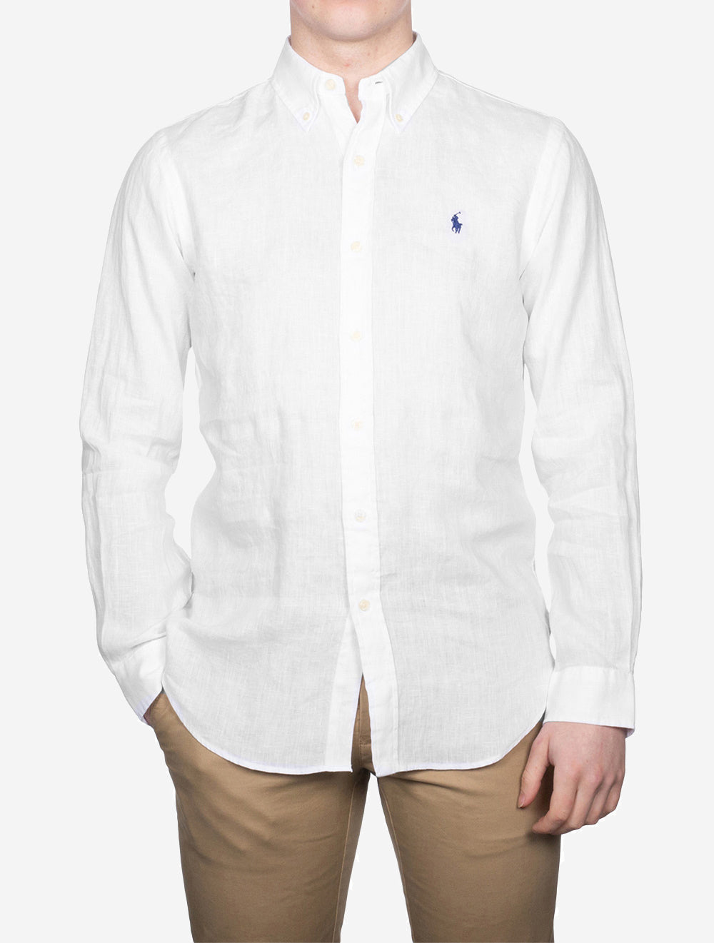 Ralph Lauren Custom Fit Linen Shirt Off White Men's Shirts at
