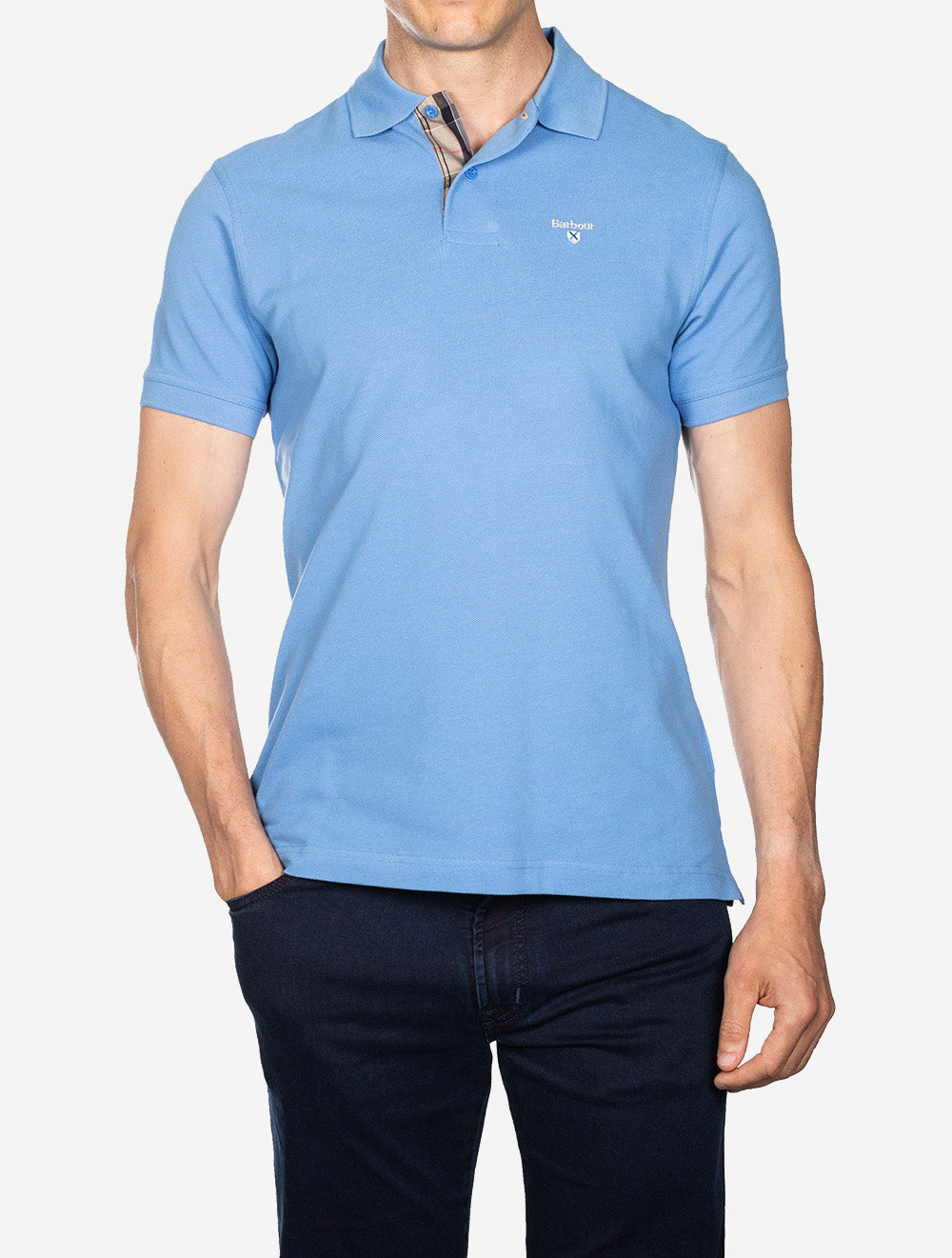 Tartan Piqué Polo Shirt Delft Blue