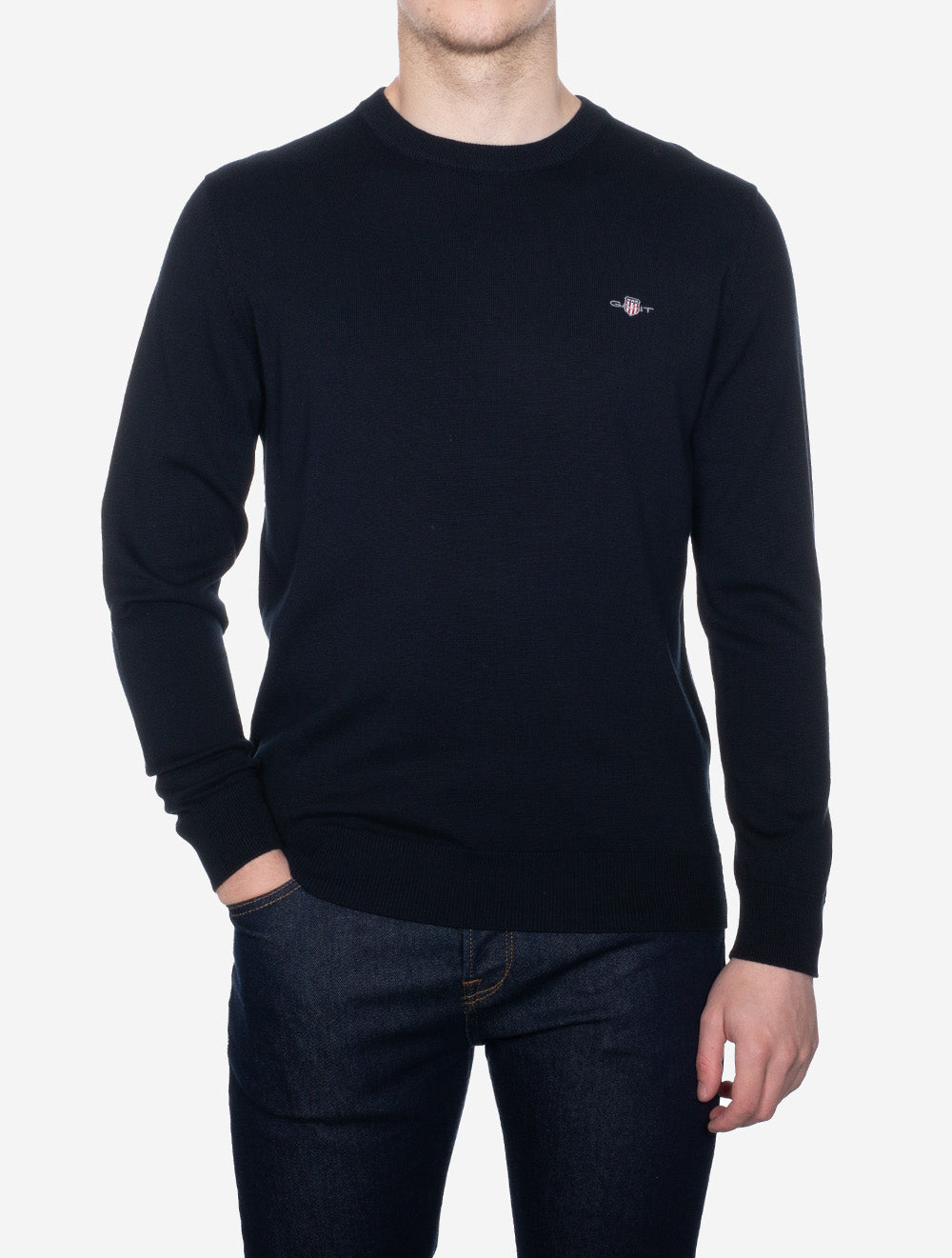 Classic Cotton Crew Neck Sweater Evening Blue