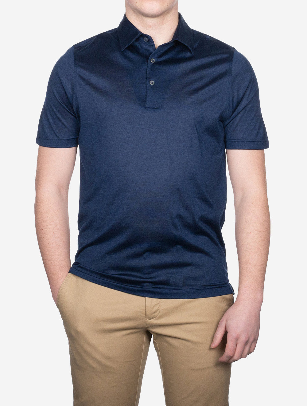 Polo en soie Gran Sasso bleu marine Polos de luxe pour hommes