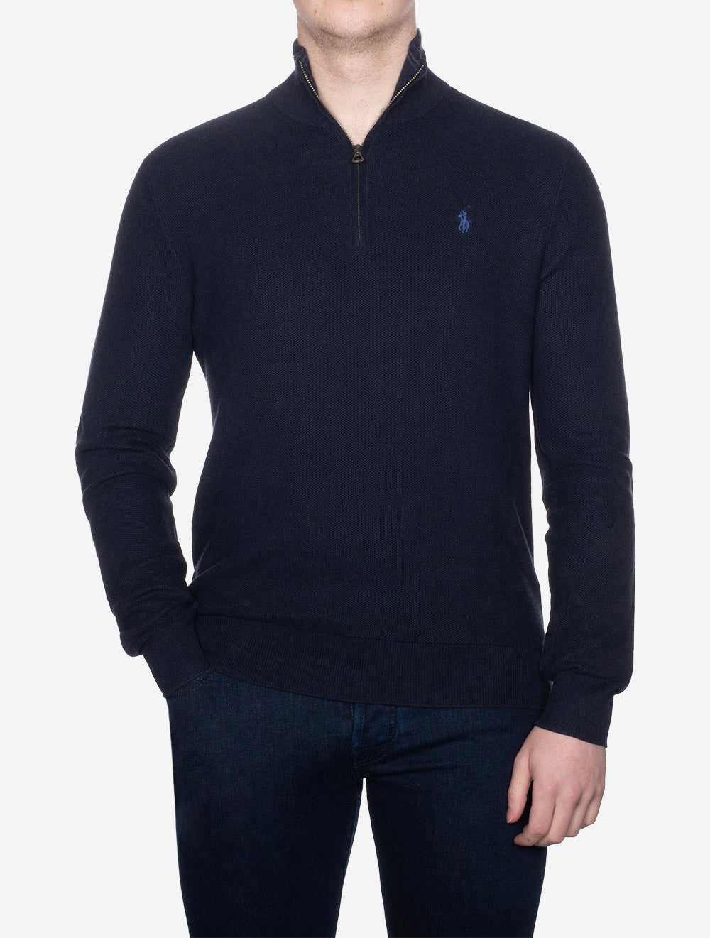 Half Zip Piqué Pullover Navy