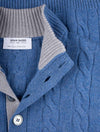 GRAN SASSO Mock Cable Knit Button Up Blue