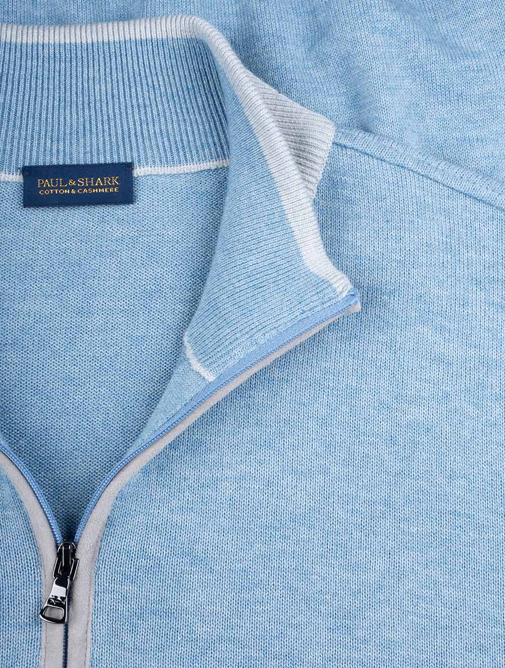 Cashmere Blend Half Zip Sweater Blue