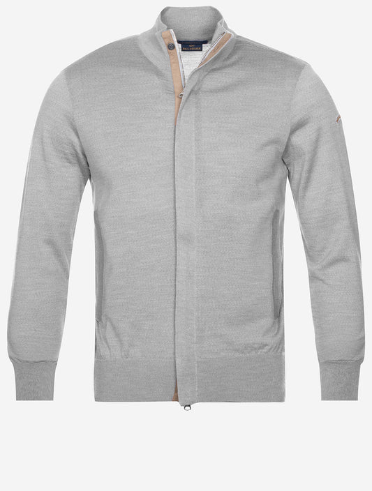 Summer Wool Full Zip Sweater Grey