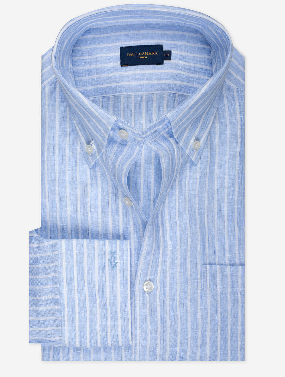 Paul And Shark Linen Stripe Shirt Blue MI
