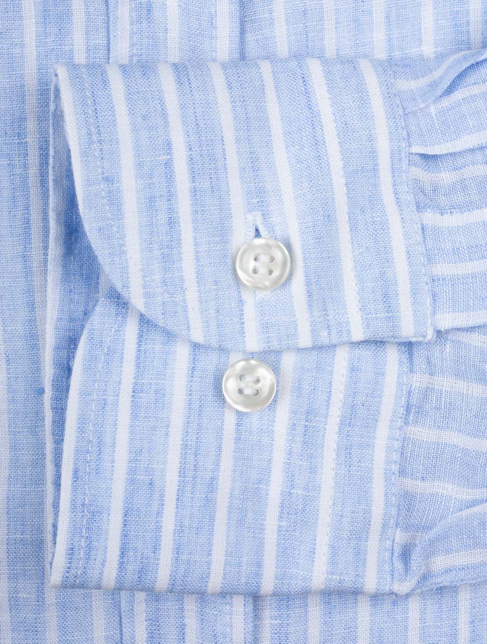Paul And Shark Linen Stripe Shirt Blue AI3