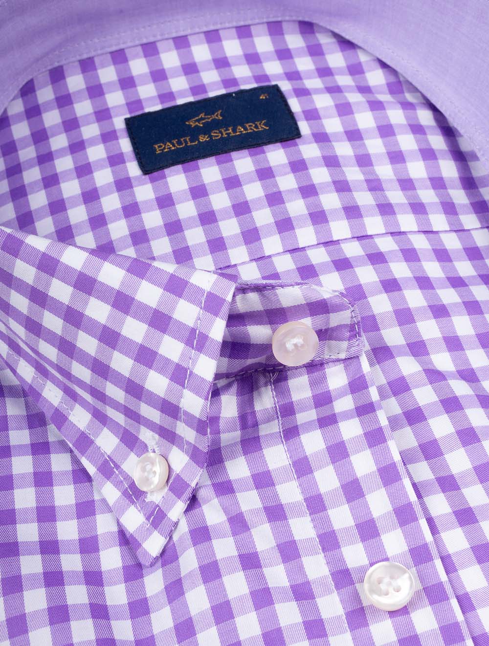 Gingham Cotton Twill Shirt Purple