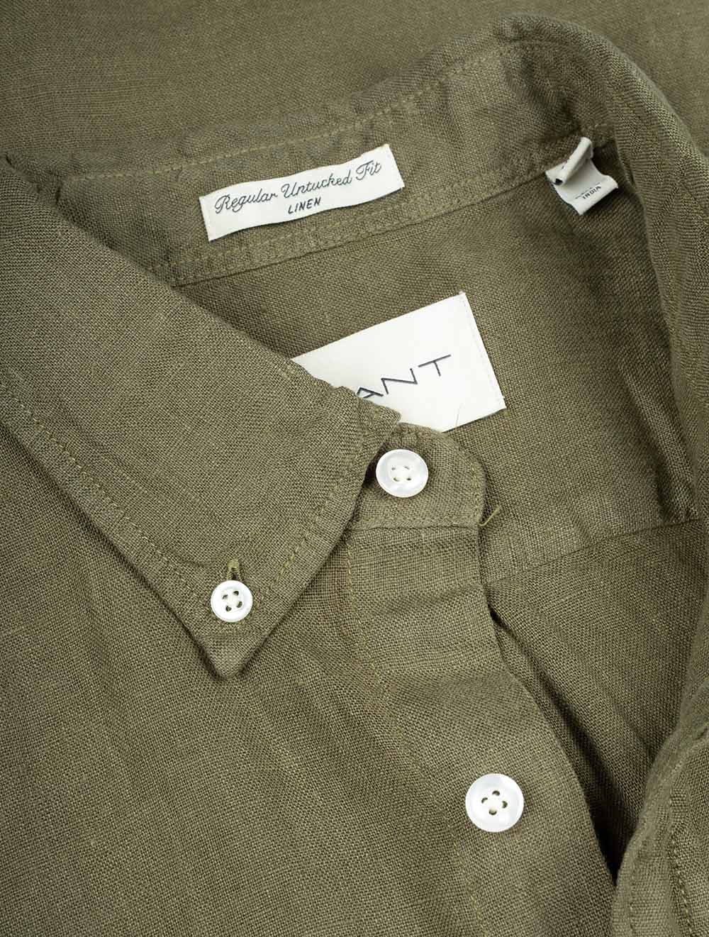 Linen Regular Fit Shirt Dry Herb Green
