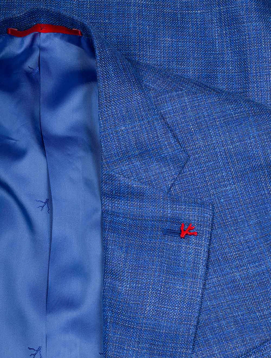 ISAIA Tela Matt Wool Silk Linen Sports Jacket Blue