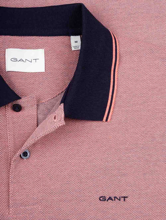 GANT 4 Colour Oxford Short Sleeve Pique Polo Sunset Pink