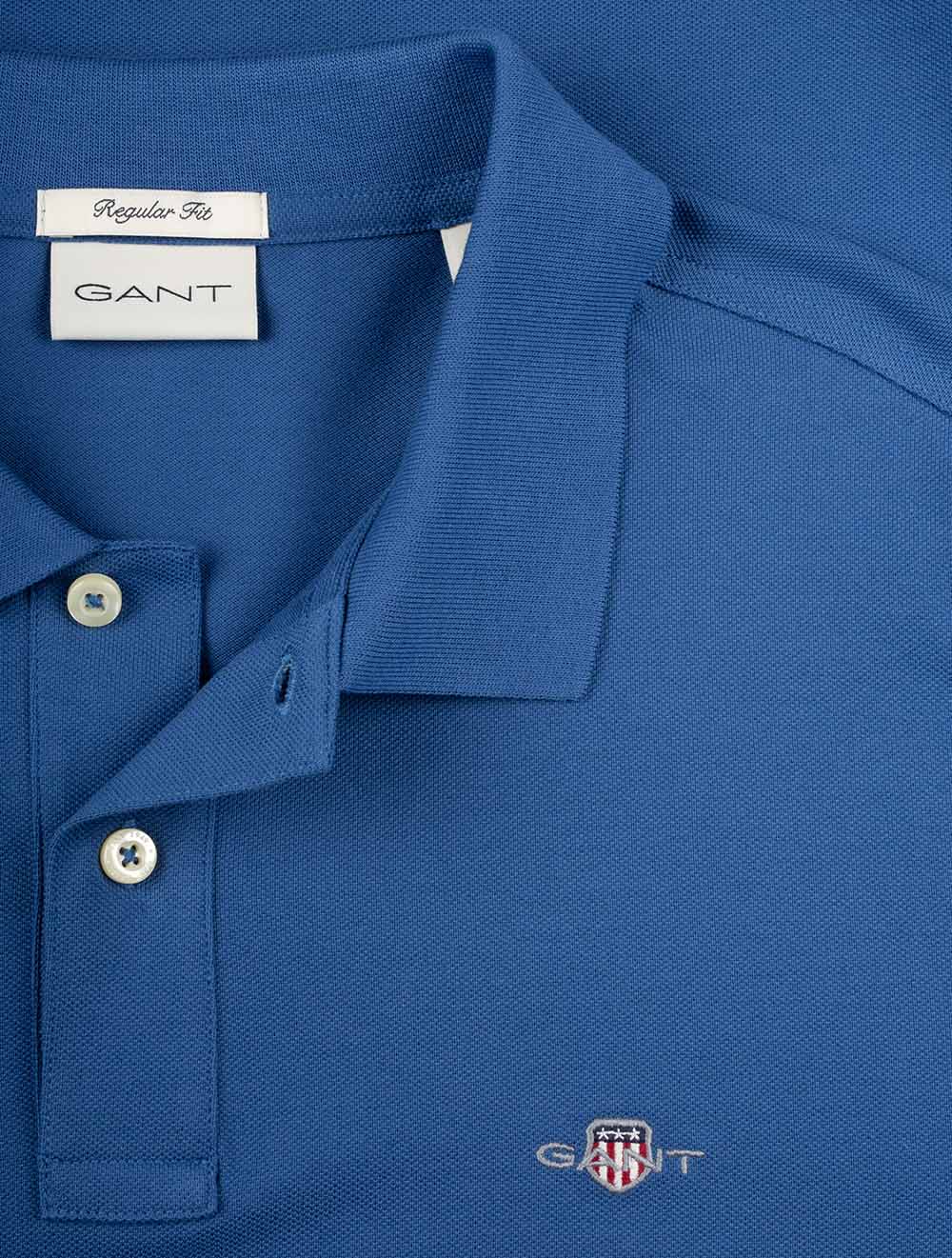 Regular Shield Short Sleeve Piqué Polo Vintage Blue