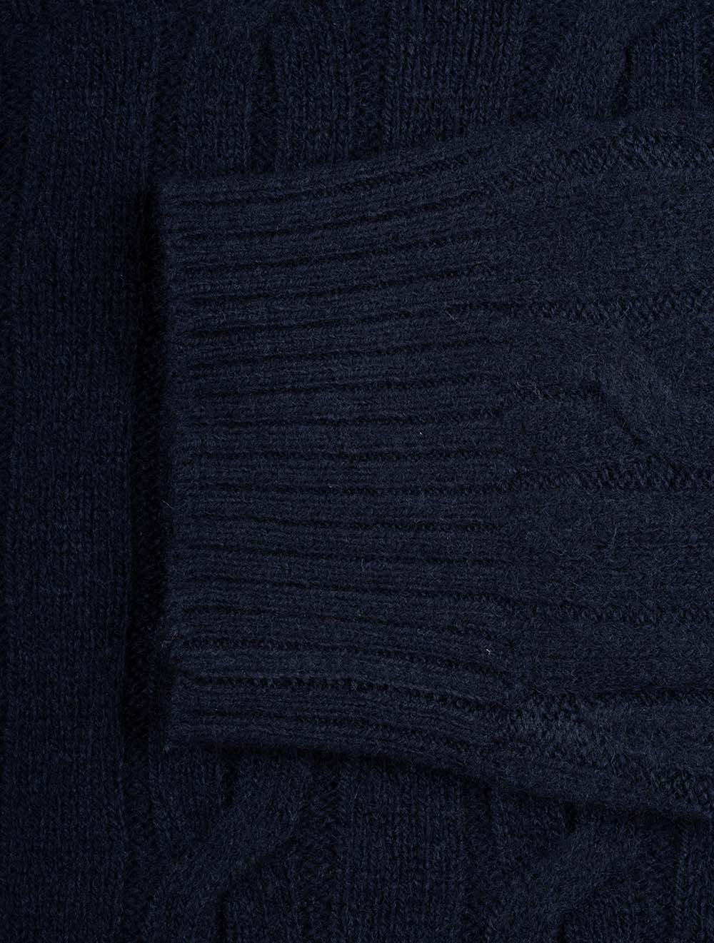 Lambswool Cable Crew Neck Evening Blue