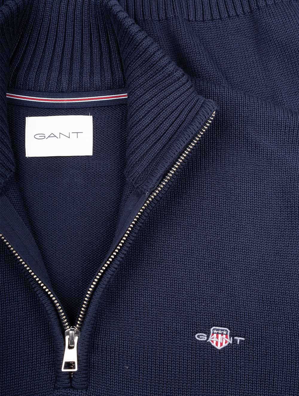 Casual Cotton Half-Zip Sweater Evening Blue