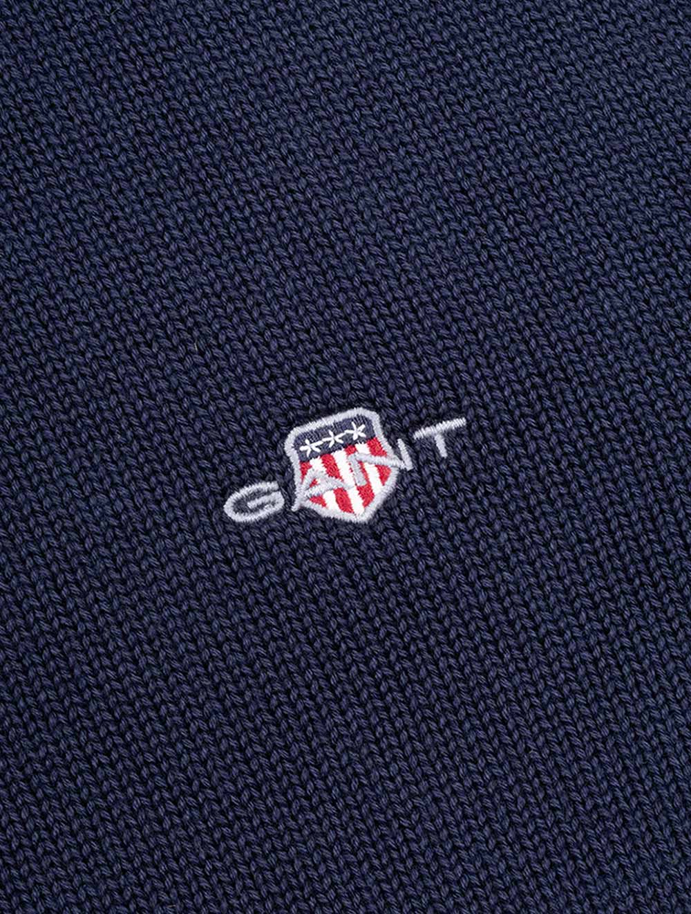 Casual Cotton Half-Zip Sweater Evening Blue