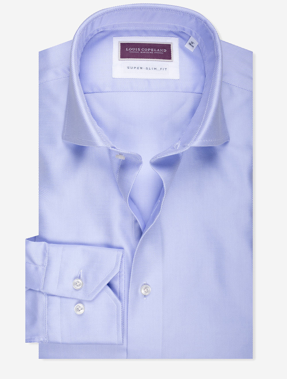 Super Slim Single Cuff Twill Shirt Blue