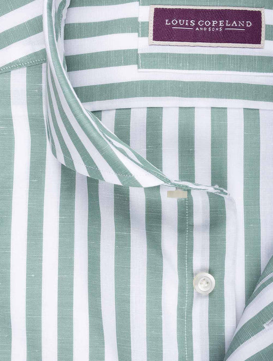 Linen Mix Barstripe Shirt Green