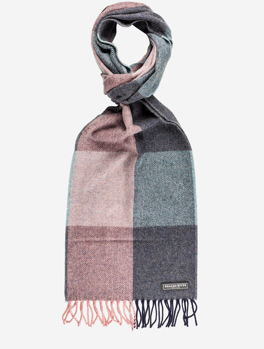 Weaver & Wilde Xl Petrol Block Scarf-Multi