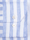 LOUIS COPELAND Linen Stripe Buttondown Shirt Blue