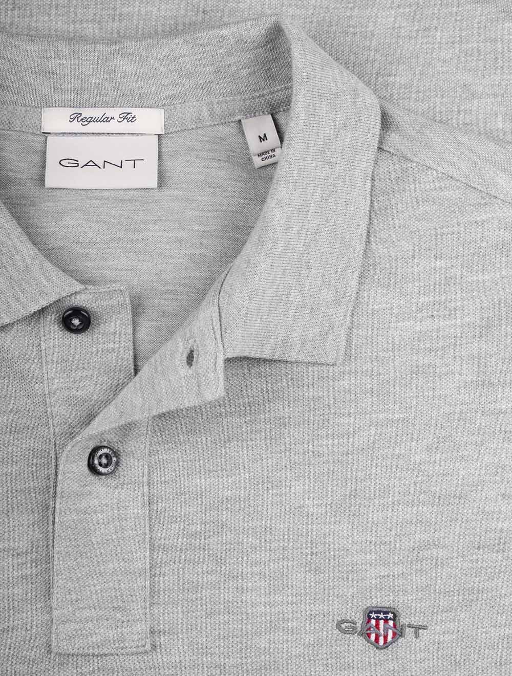 Regular Shield Short Sleeve Piqué Polo Grey Melange