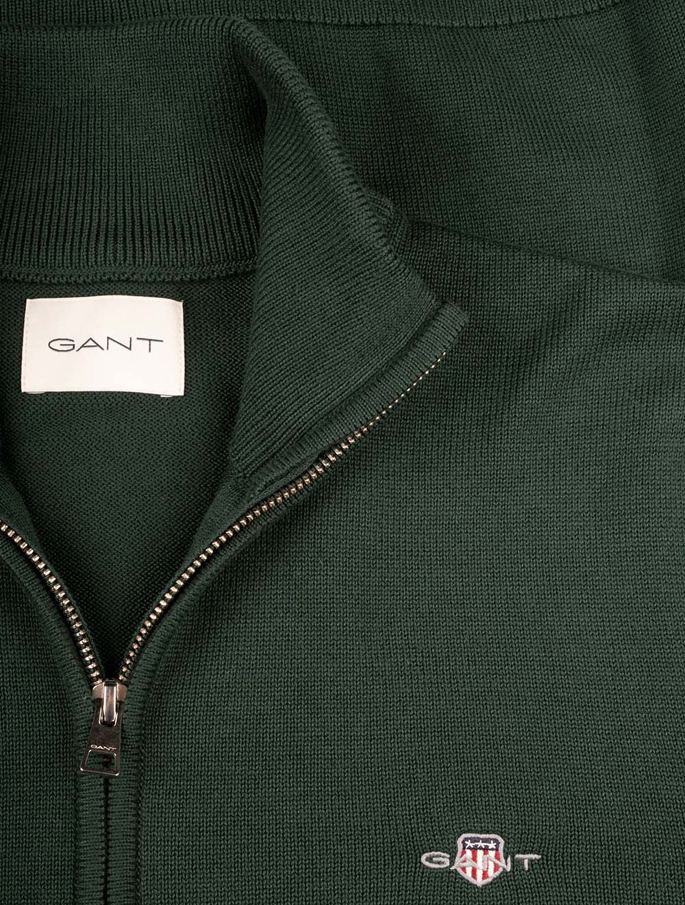 Casual Cotton Zip Cardigan Tartan Green