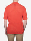 Textured Linen Short Sleeve Polo Burnt Orange