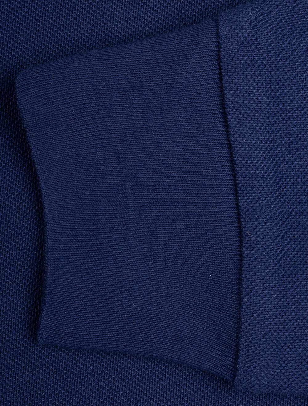 Basic Mesh Long Sleeve Polo Blue