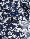 Regular Floral Cotton Linen Short Sleeve Shirt Marine