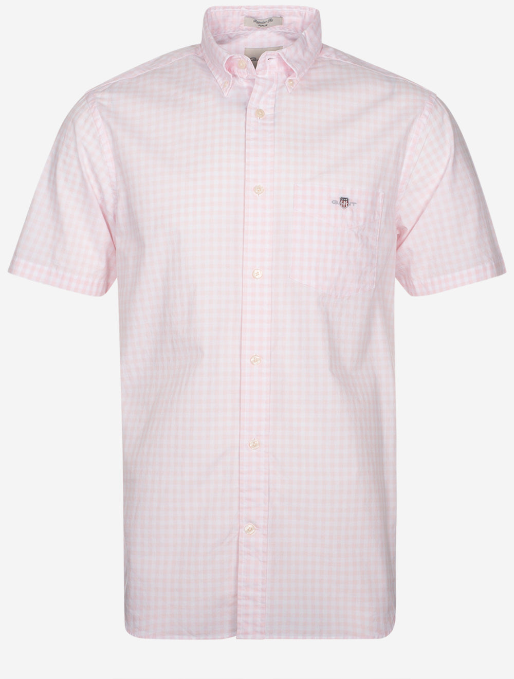 Gant Regular Poplin Gingham Short Sleeve Shirt Light Pink MI