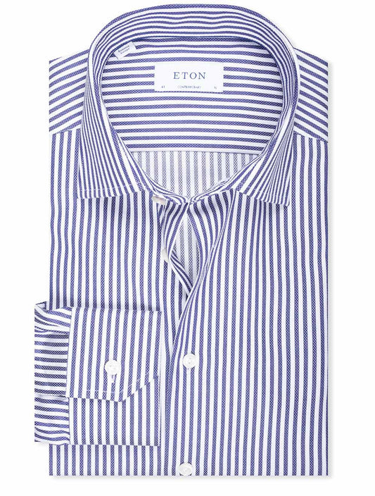 ETON Contemporary Pinstirpe Shirt Blue