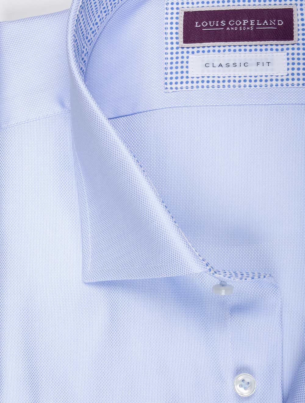 Louis Copeland Classic Fit Pinpoint Shirt Blue AI1