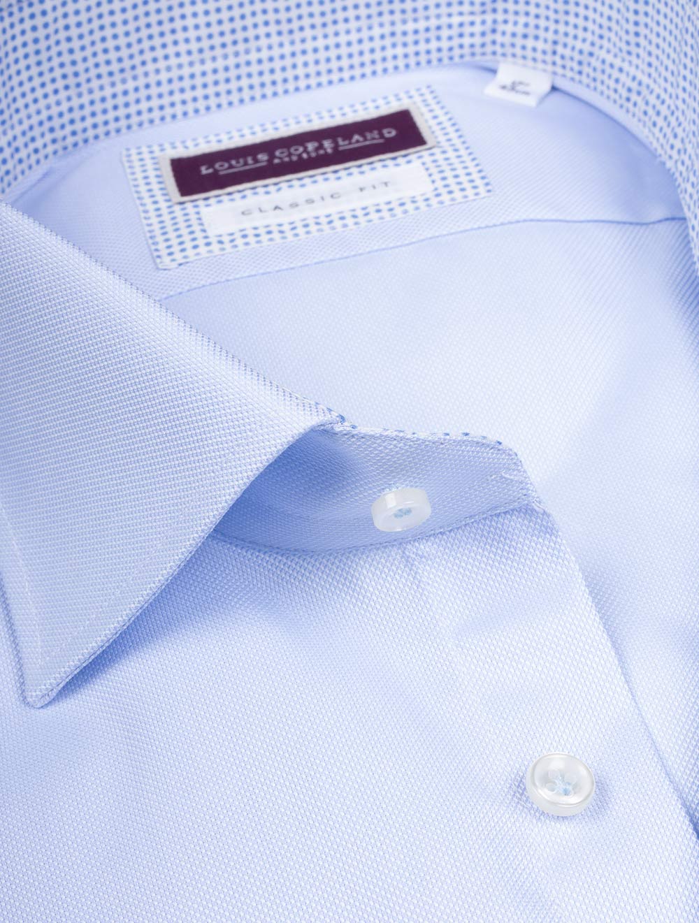 Louis Copeland Classic Fit Pinpoint Shirt Blue AI2