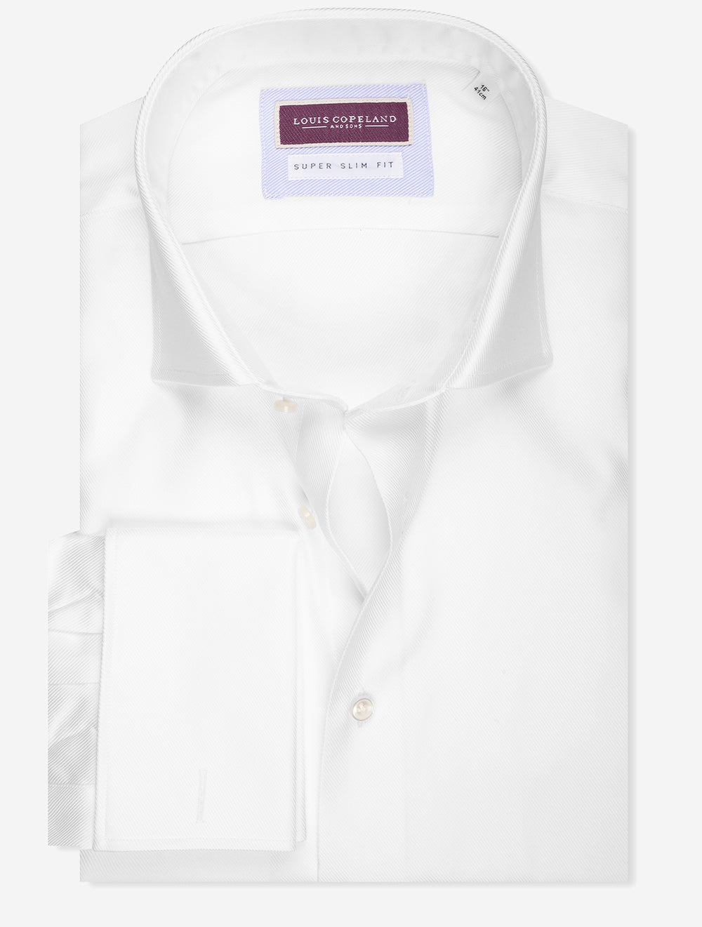 Chemise en sergé à double manchette ultra-mince blanche