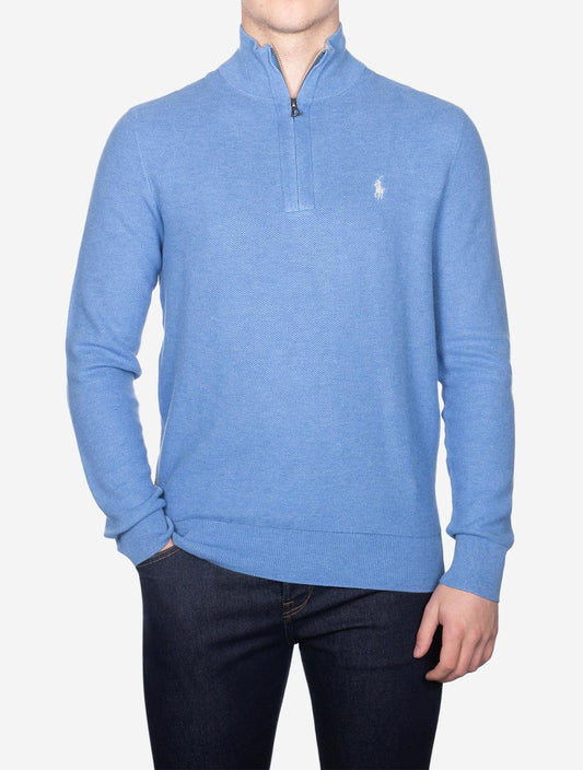 Pique Half Zip Pullover Blue