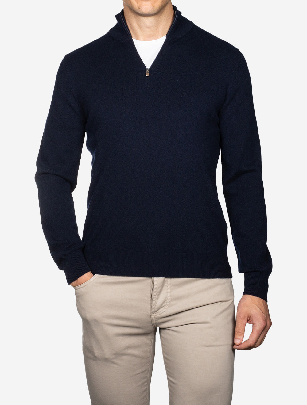 Cashmere Half Zip Sweater Navy