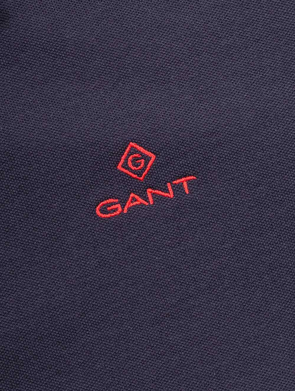 Gant Contrast Collar Piqué Polo Shirt Evening Blue AI4