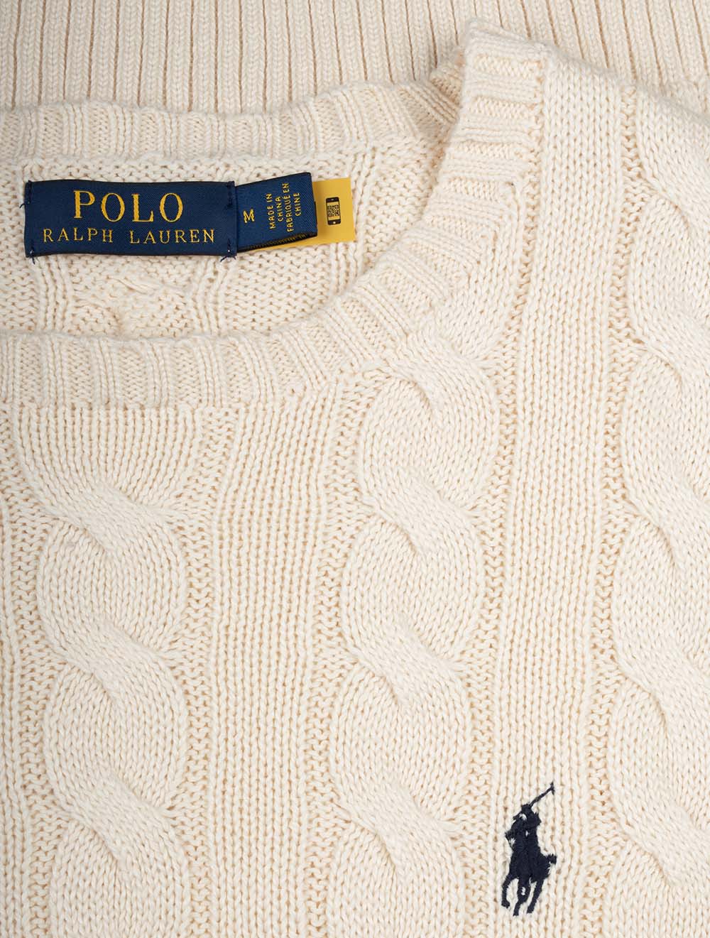 Cable Crew Neck Pullover Cream