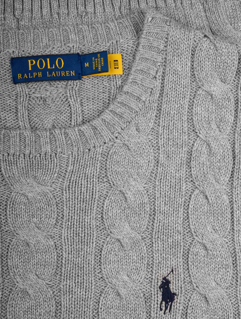 Cable Crew Neck Pullover Grey