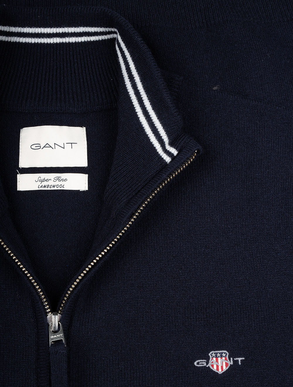 Superfine Lambswool Zip Cardigan Marine