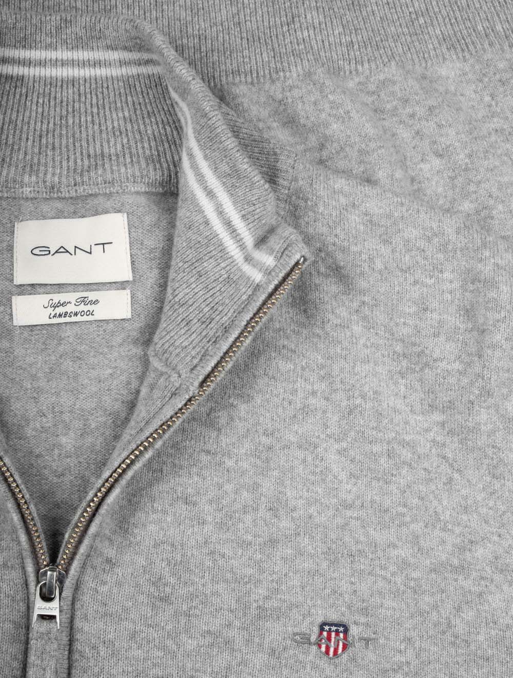 Superfine Lambswool Half-Zip Grey Melange