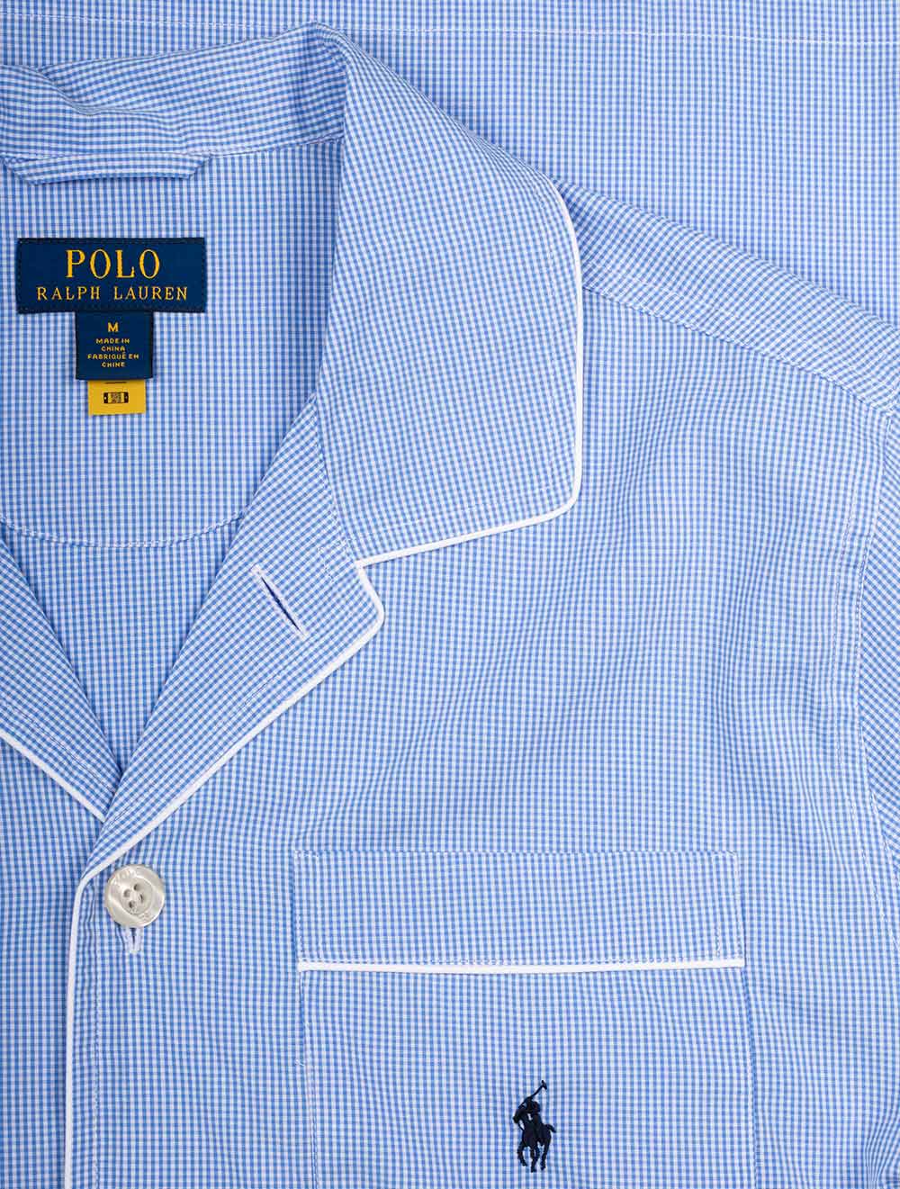Gingham Poplin PJ Set Blue