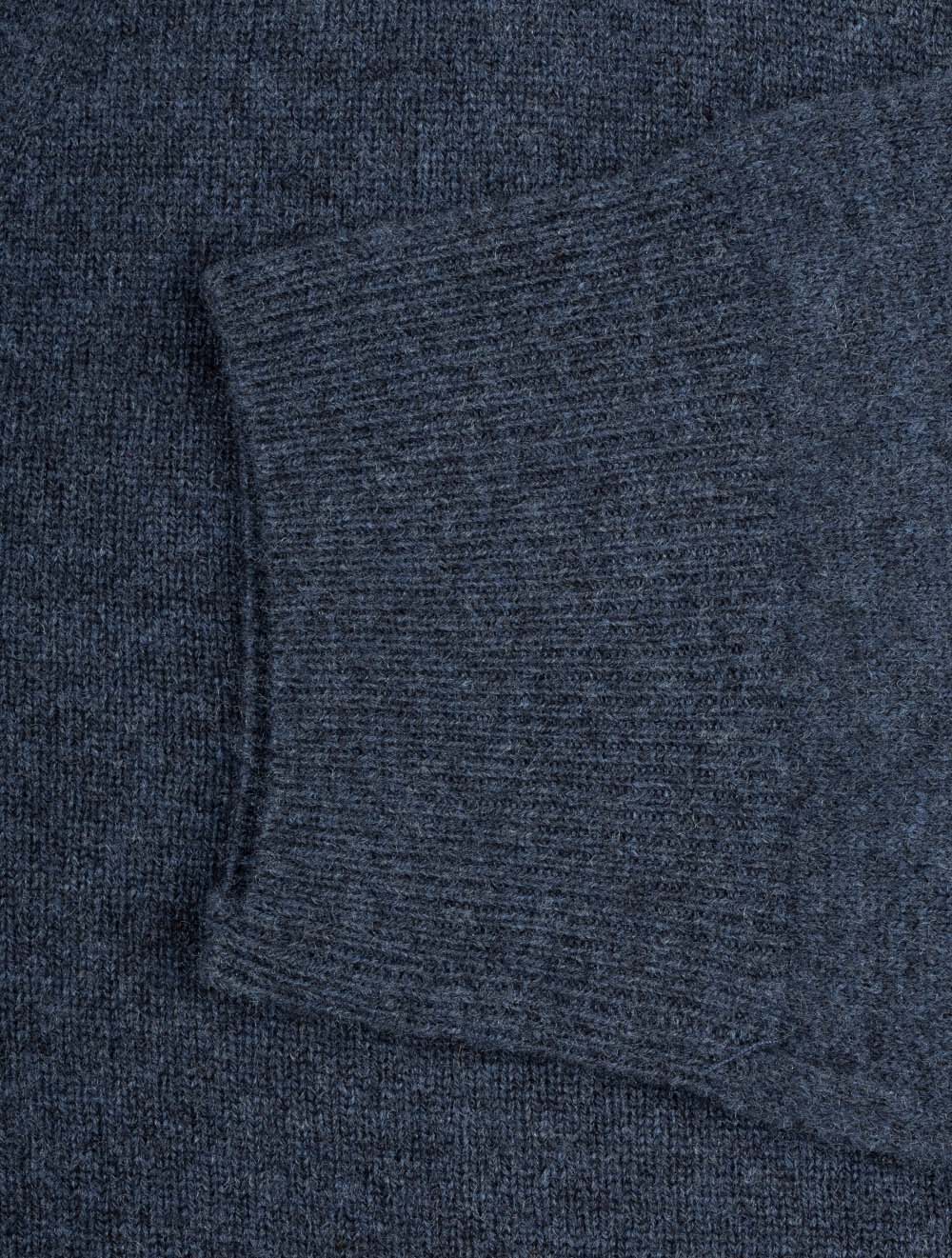 Superfine Lambswool V-Neck Sweater Dark Navy Melange