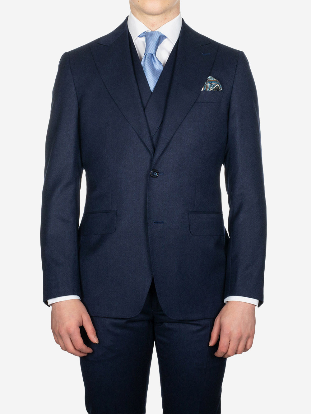 3 Piece Peak Lapel Suit Blue