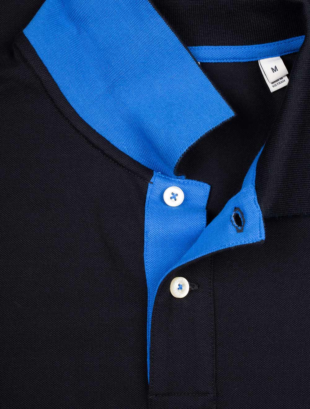 Regular Contrast Piqué Short Sleeve Polo Shirt Black
