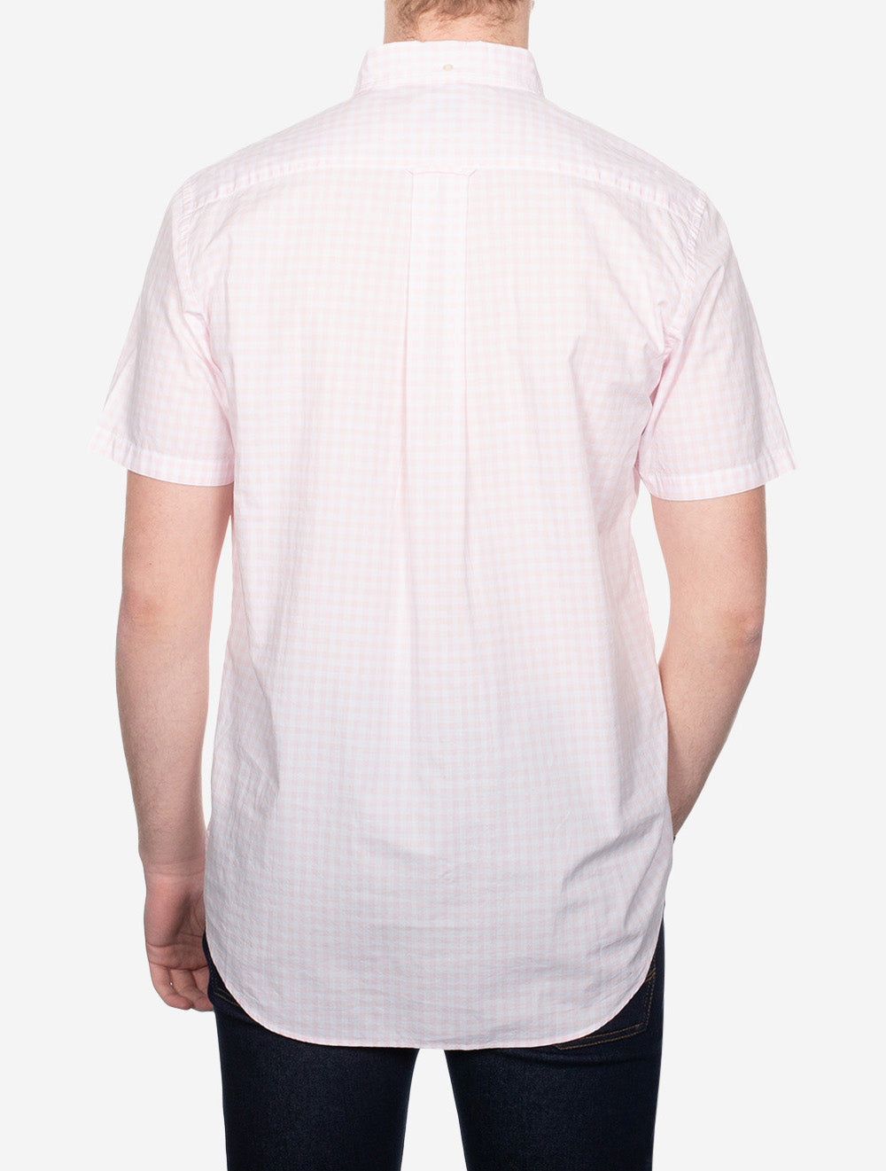 Gant Regular Poplin Gingham Short Sleeve Shirt Light Pink AI2