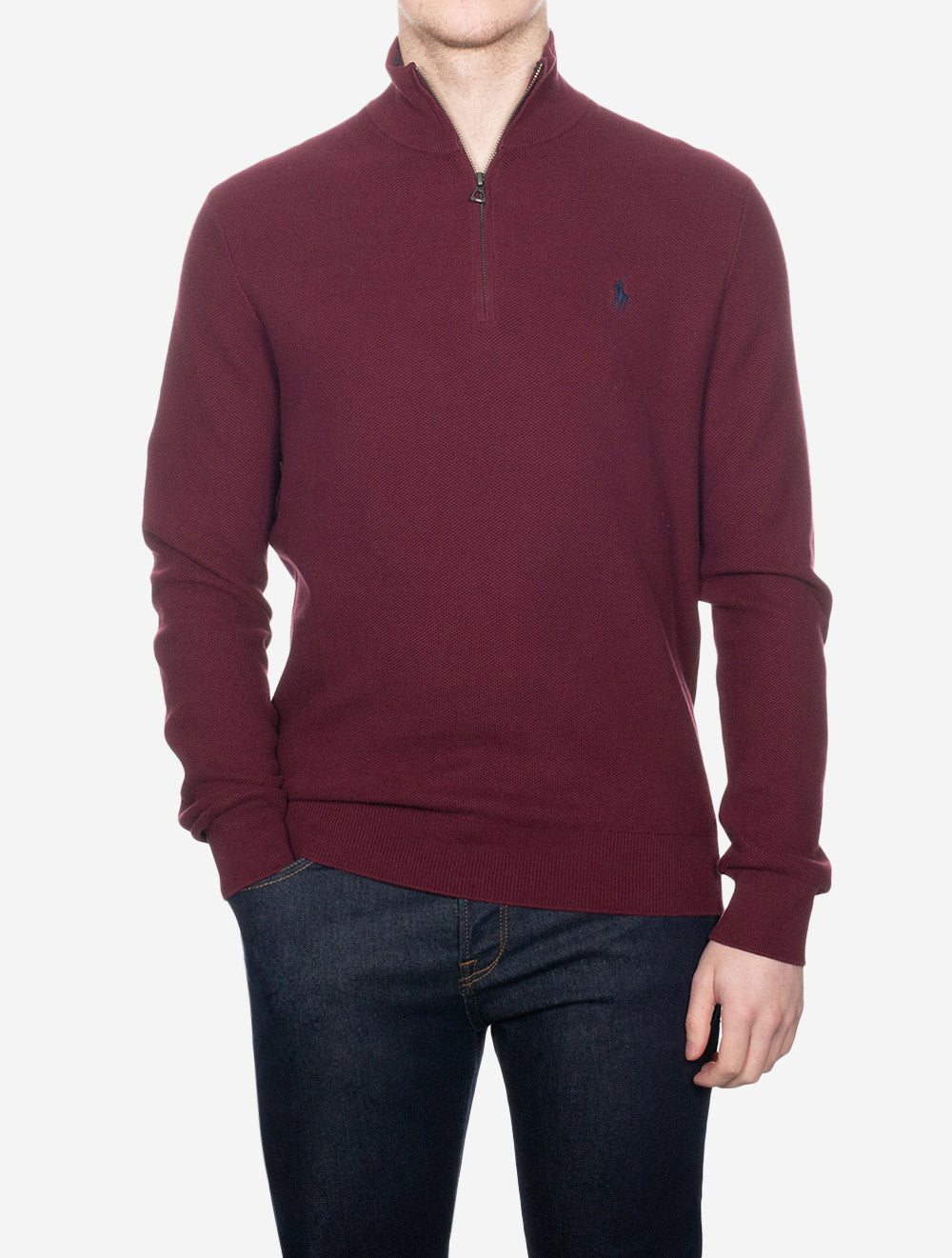 Half Zip Pique Pullover Wine