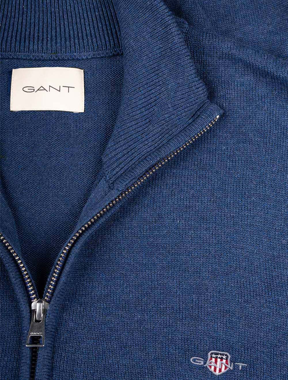 Casual Cotton Zip Cardigan Dark Jeansblue Melange