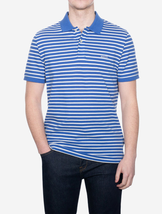 Striped Short Sleeve Pique Polo Rich Blue