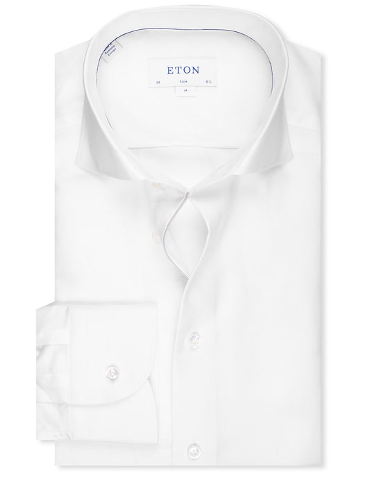 ETON Slim Fit Cotton Linen Shirt White